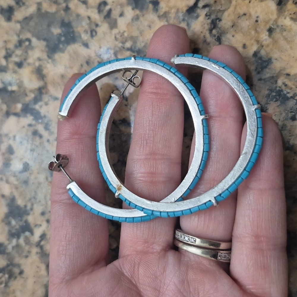 Chic Turquoise Hoop Earrings - Picture 3 of 3